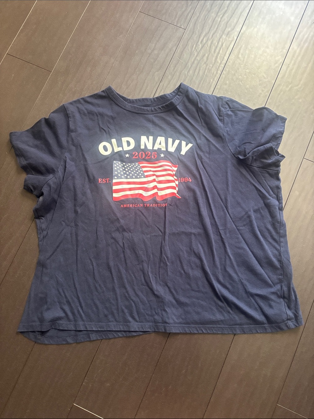 Old Navy Navy Blue Short-Sleeve Flag Graphic Tee